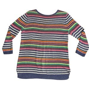 Talbots women’s Striped Linen Knit Pullover Blouse Size M Coastal Beach Vacation